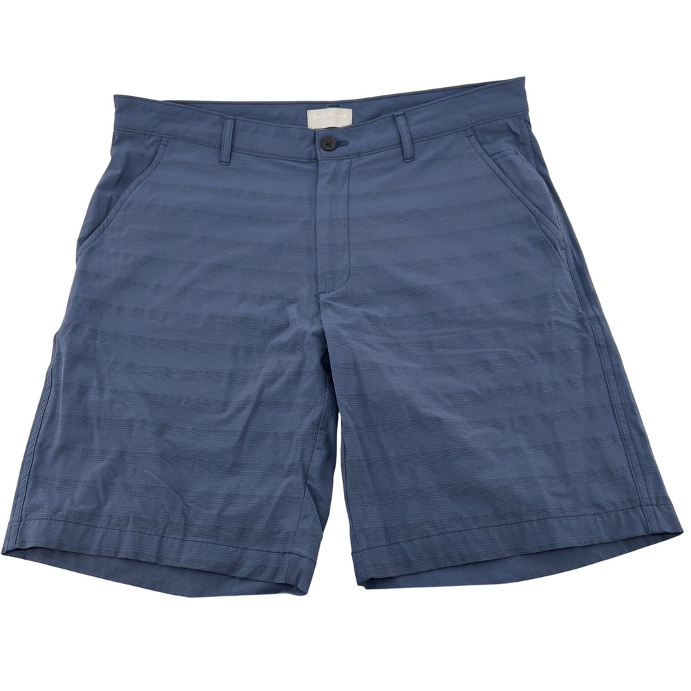Hickey Freeman Mens Performance Golf Shorts Blue Textured Stripe Size 33 Stretch